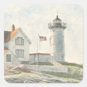 Cape Neddick Light Square Sticker