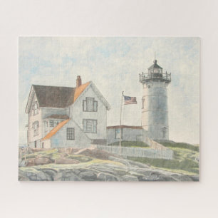 Cape Neddick Lighthouse Watercolor Jigsaw Puzzle