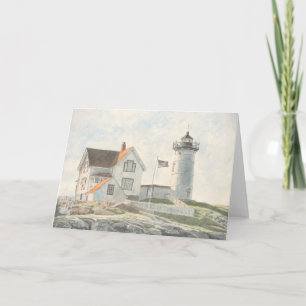 Cape Neddick Lighthouse Watercolor Thank You Card