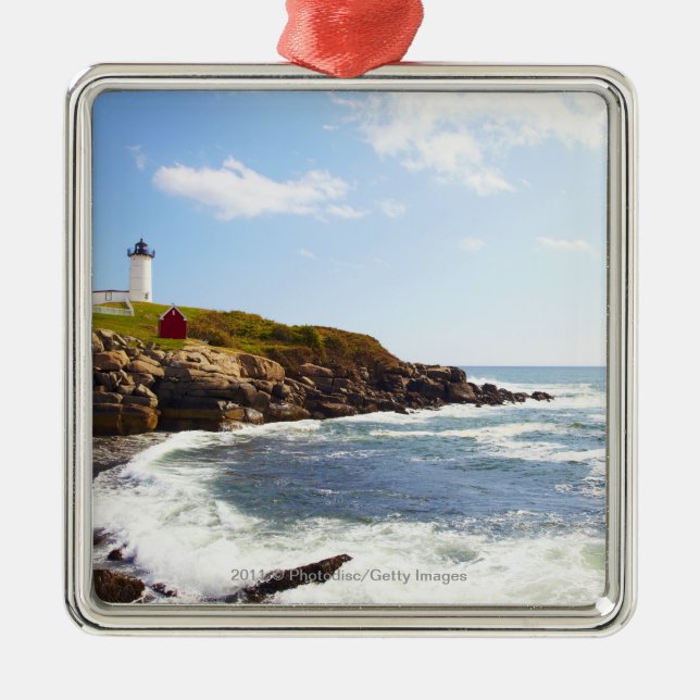Cape Neddick 'Nubble' Lighthouse in Maine Metal Tree Decoration (Front)