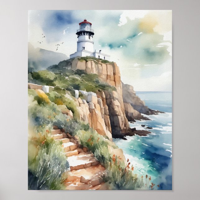 Cape Point Cape Town South Africa Watercolor Poster (Front)
