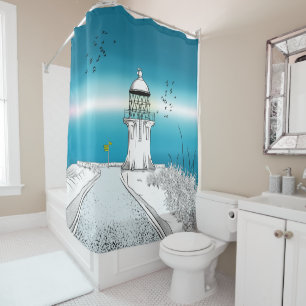 Cape Reinga Lighthouse New Zealand Shower Curtain