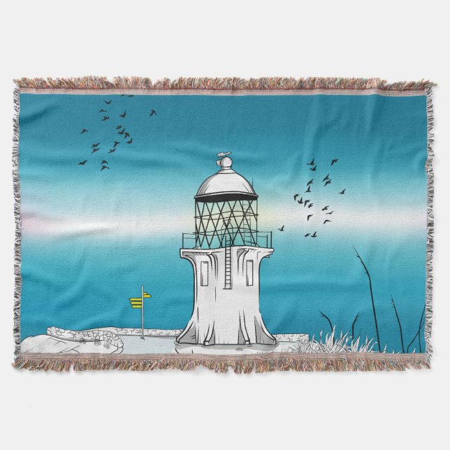 Cape Reinga Lighthouse NZ Throw Blanket (Front)