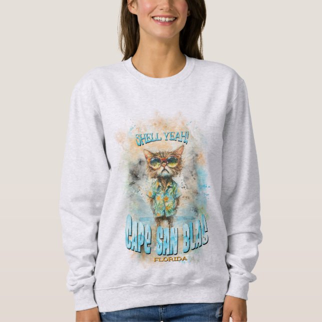 Cape San Blas Florida Beach Cat Sweatshirt (Front)