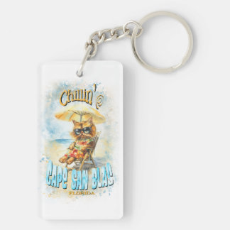 Cape San Blas Florida Beach Lounging Cat Key Ring