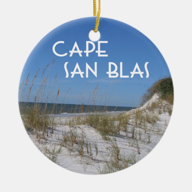 Cape San Blas Florida Ceramic Tree Decoration (Front)