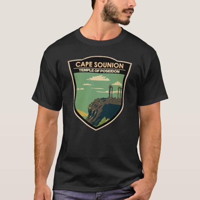 Cape Sounion Greece Travel Art Vintage T-Shirt (Front)