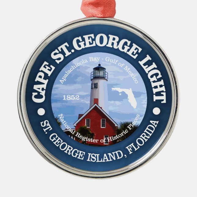 Cape St George Light Metal Tree Decoration (Front)