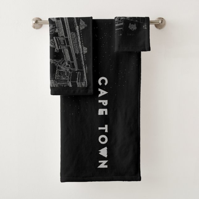 Cape Town Architecture Bakery Building Sketch Bath Towel Set (Insitu)
