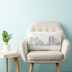 Cape Town Architecture Buildings Sketch Lumbar Cushion