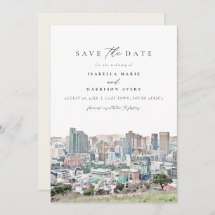 CAPE TOWN Coastline Skyline Travel Save the Date I Invitation