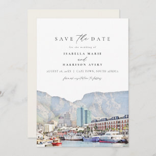 CAPE TOWN Coastline Skyline Travel Save the Date Invitation
