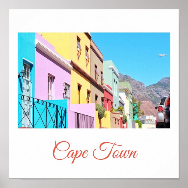 Cape Town Colourful Houses Bo Kaap Street Poster (Front)