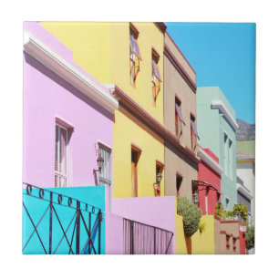 Cape Town Colourful Houses Bo Kaap Street Tile
