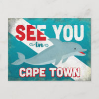 Cape Town Dolphin - Retro Vintage Travel