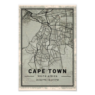 Cape town map print poster canvas   South africa