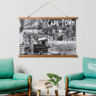 Cape Town Monochrome Cityscape Architecture Hanging Tapestry