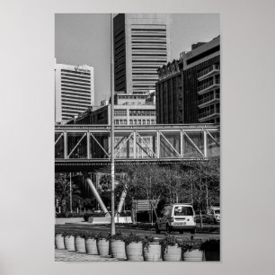 Cape Town Monochrome Cityscape Street Lifestyle Poster