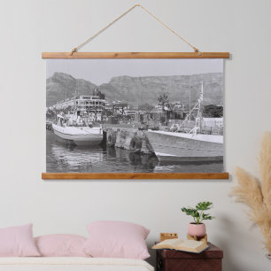 Cape Town Monochrome V&A Waterfront Hanging Tapestry