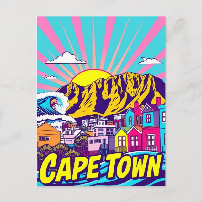 Cape Town, South Africa Art Travel Poster Postcard (Front)