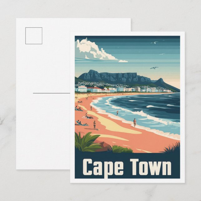 Cape Town South Africa Art Vintage Travel Postcard (Front/Back)