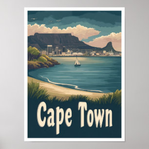 Cape Town South Africa Art Vintage Travel Poster