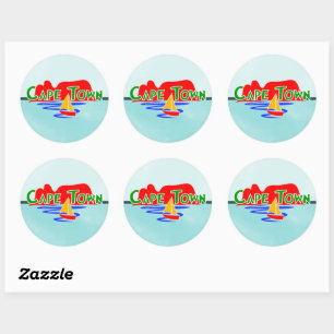Cape Town South Africa Blue Round Stickers