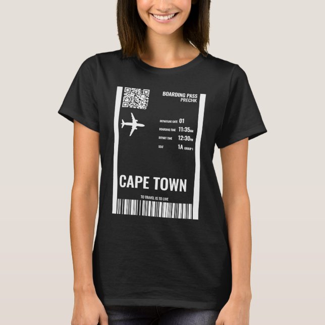 Cape Town South Africa Boarding Pass Airline Ticke T-Shirt (Front)