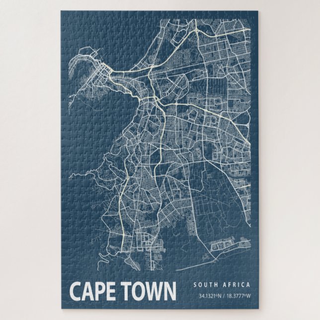 Cape Town South Africa City Map Line Art Jigsaw Puzzle (Vertical)