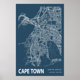 Cape Town South Africa City Map Line Art Poster