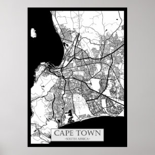 Cape Town South Africa Map Poster
