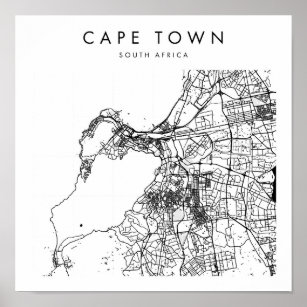 Cape Town South Africa Minimal Modern Street Map Poster