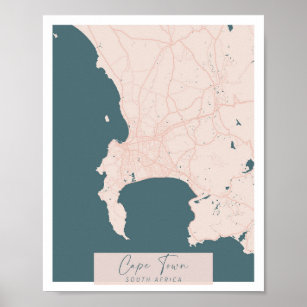 Cape Town South Africa Pink and Blue Cute Script Poster