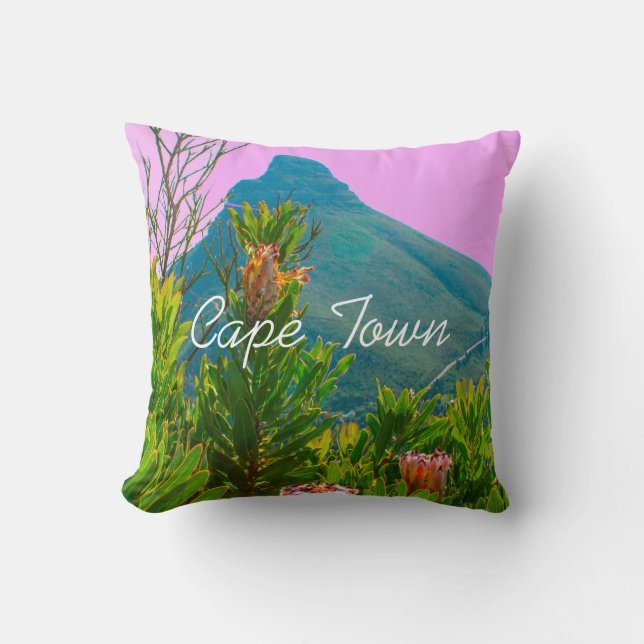 Cape Town South Africa Protea Lion's Head Cushion (Front)