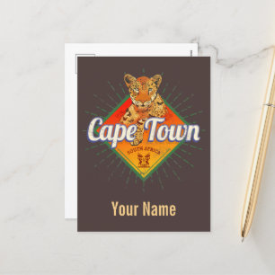 Cape Town South Africa Retro Leopard Vintage Holiday Postcard
