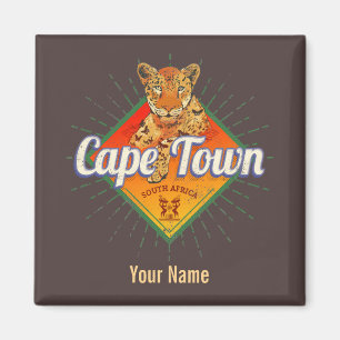 Cape Town South Africa Retro Leopard Vintage Lugga Magnet