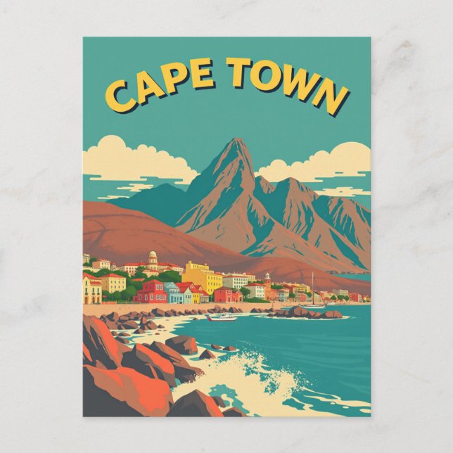 Cape Town, South Africa Retro Vintage Travel Postcard (Front)