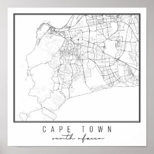 Cape Town South Africa Street Map Poster