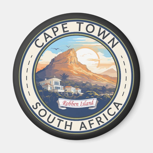 Cape Town South Africa Travel Art Badge Magnet (Front)