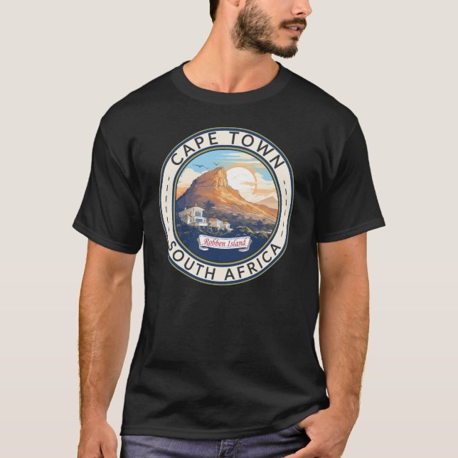 Cape Town South Africa Travel Art Badge T-Shirt (Front)