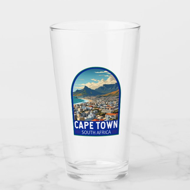Cape Town South Africa Travel Art Vintage Glass (Front)