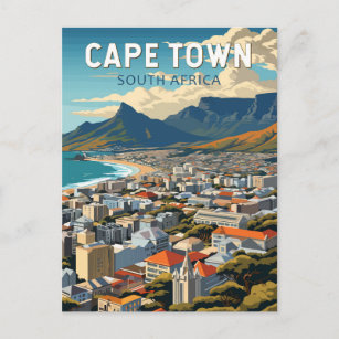 Cape Town South Africa Travel Art Vintage Postcard