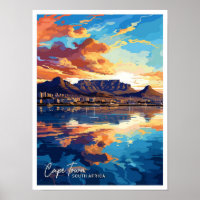 Cape Town South Africa Travel Vintage Illustration