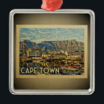Cape Town South Africa Vintage Travel Ornament<br><div class="desc">A cool vintage style Cape Town ornament featuring a beautiful harbour scene with boats and mountain.</div>