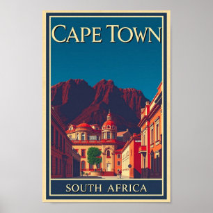 Cape Town - South Africa Vintage Travel  Poster