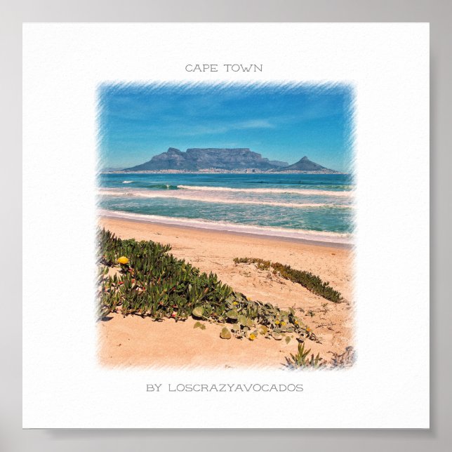 Cape Town Table Mountain Beach Ocean Poster (Front)