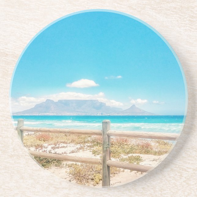 Cape Town Table Mountain Beach Ocean View Coaster (Front)