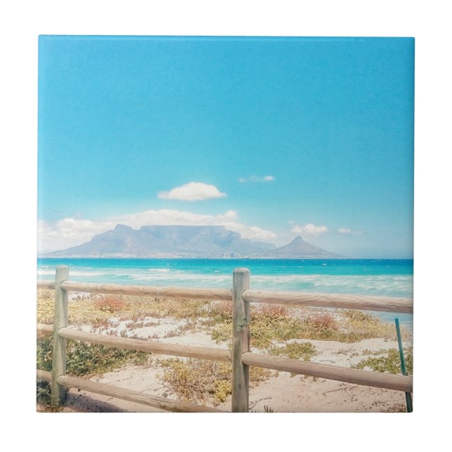 Cape Town Table Mountain Beach Ocean View Tile (Front)