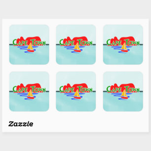 Cape Town Table Mountain Blue Square Stickers