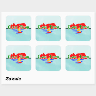 Cape Town Table Mountain Blue Square Stickers